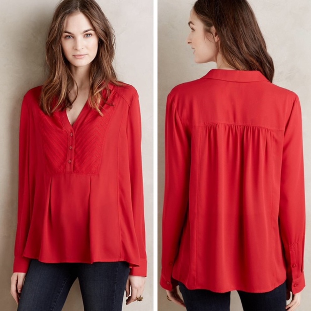 Anthro Red Blouse